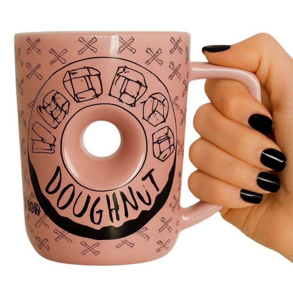 Voodoo 16 OZ Mug Cup Doughnut The Magic Is In The Hole Pink Ceramic Coffee 2018